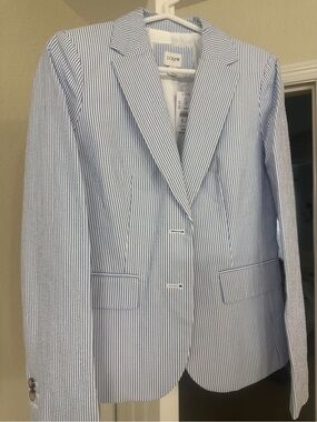 J. Crew Blue and White Seersucker Blazer